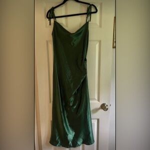 Summer Casual Cami Long Dress Green Cowl Neck Solid Slip Dress